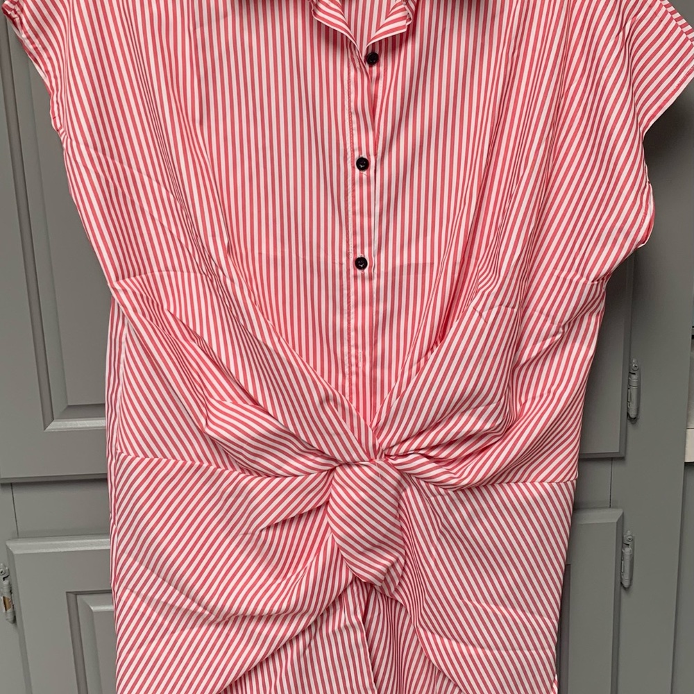 New without tags red & white striped tie front dress - Picture 5 of 7